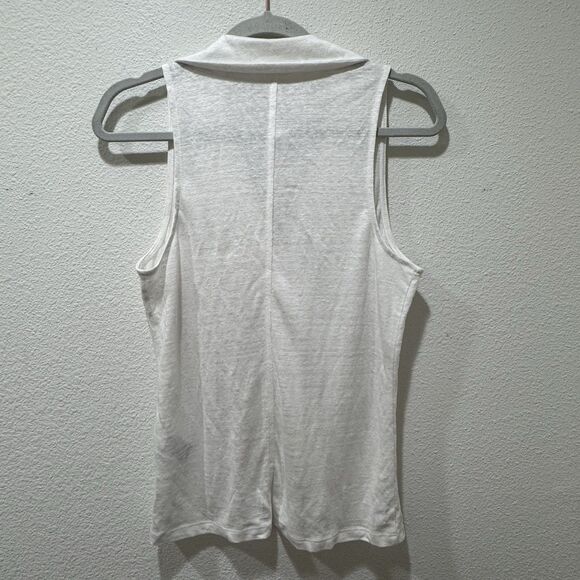 Banana Republic 100% Linen Sleeveless Polo Shirt Size S Ivory Minimalist NEW - Picture 6 of 7